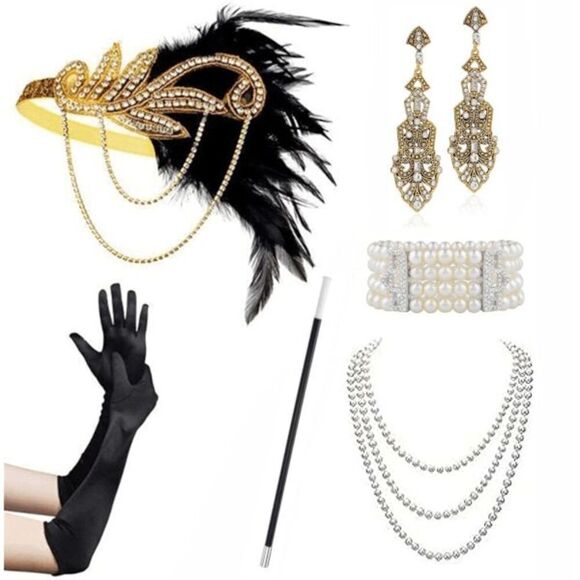 ✨ 6PCS 1920s Accessories Flapper Great Gatsby Vintage Retro Costume Set NEW - Picture 1 of 16